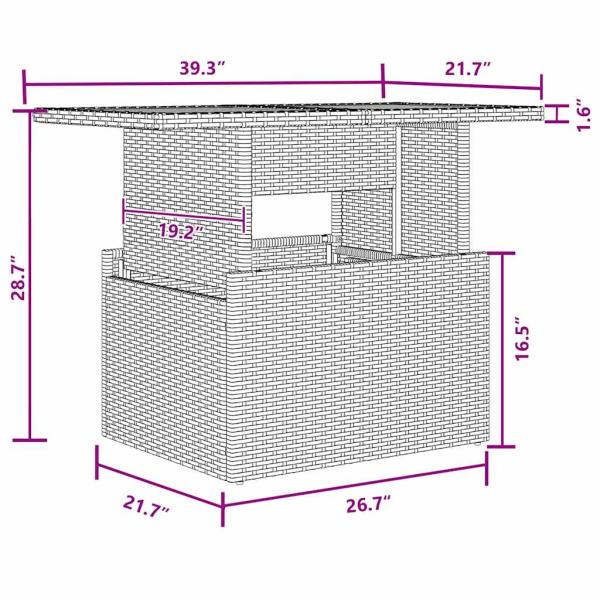 7-teiliges Garten Esstisch Set mit Kissen Schwarz Poly Rattan Akazie