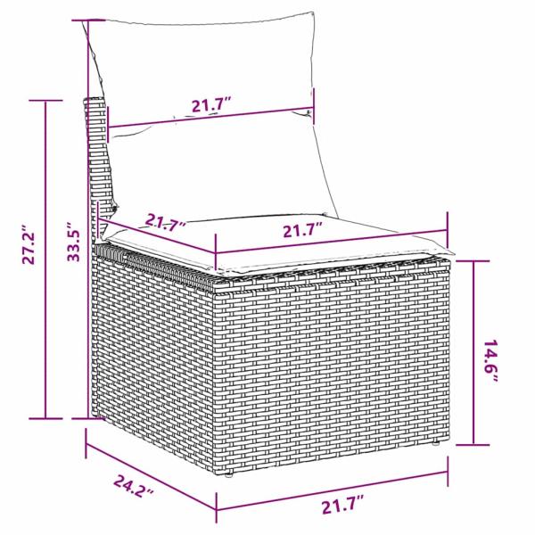 8-teiliges Garten-Esstisch-Set mit Kissen Schwarz Poly-Rattan Akazie