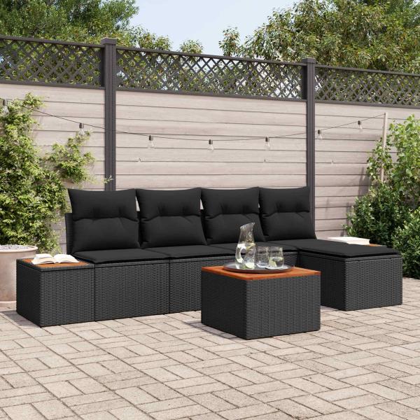 ARDEBO.de - Gartensofa-set 6 stk. 5-Sitzer Schwarz