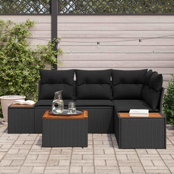 Gartensofa-set 4 stk. 4-Sitzanzahl Schwarz Polyrattan
