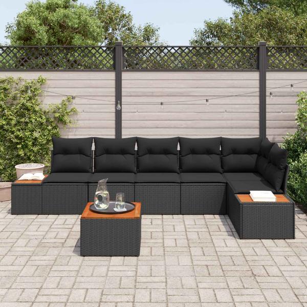 Gartensofa-set 6 stk. 6-Sitzanzahl Schwarz Polyrattan