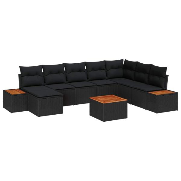 Gartensofa-set 9 stk. 8-Sitzanzahl Schwarz Polyrattan