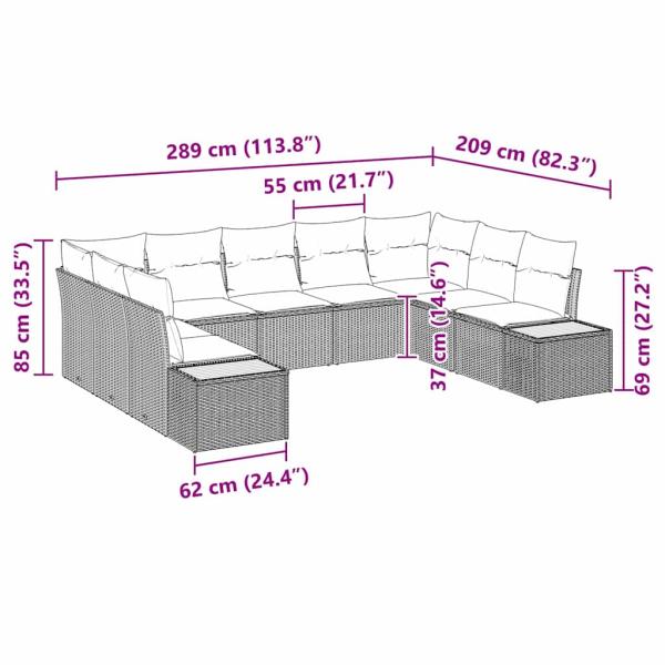 Gartensofa-set mit Kissen 5 pcs Schwarz und Creme Polyrattan