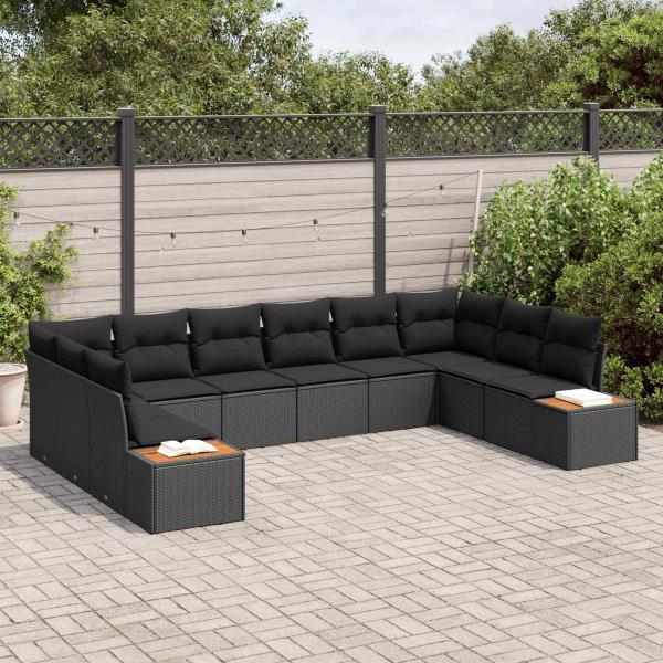 Gartensofa-set 10 stk. 10-Sitzer Schwarz