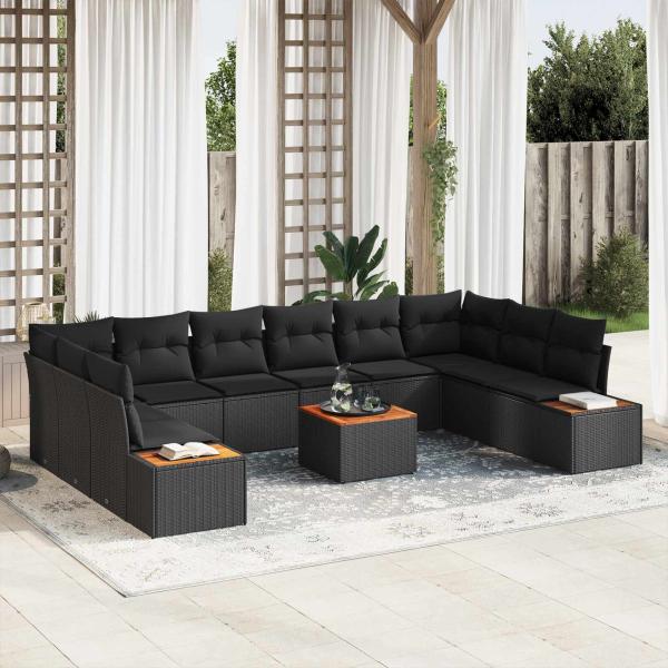ARDEBO.de - Gartensofa-set 10 stk. 10-Sitzer Schwarz