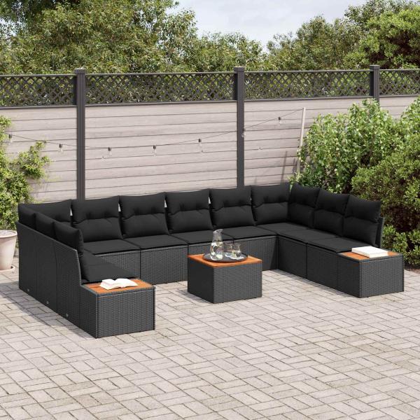 Gartensofa-set 10 stk. 10-Sitzer Schwarz