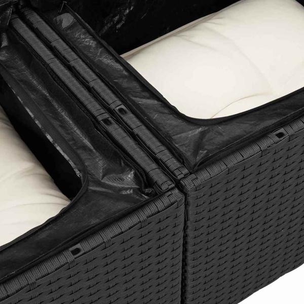 7-teiliges Garten Sofa Set mit Kissen Schwarz Poly Rattan