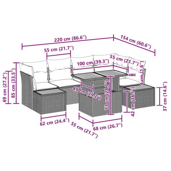 Garten-Sofa-Set mit Speicher 10 pcs Schwarz Poly Rattan