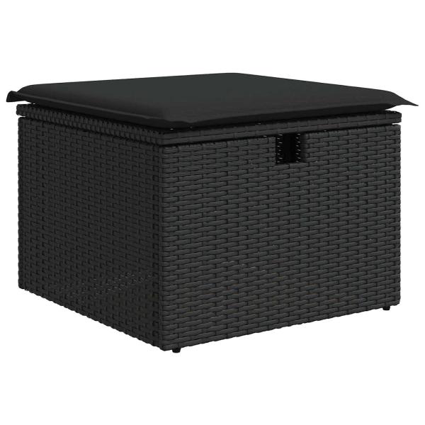 6-Teiliges Garten Sofa Set mit Kissen Schwarz Poly Rattan Akazie