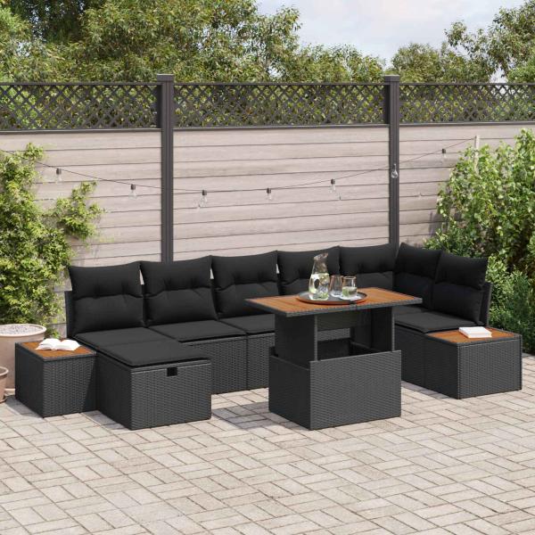 ARDEBO.de - Garten-Sofa-Set 8 Stk. Schwarz Poly-Rattan