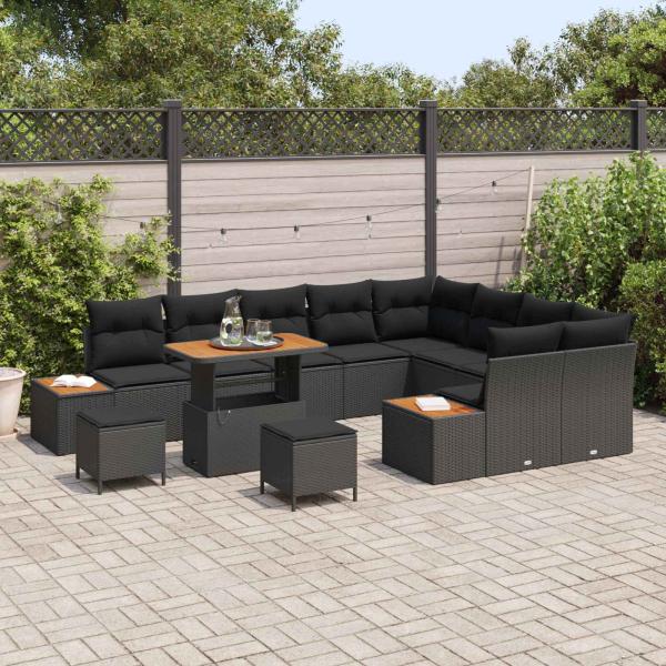 Gartensofa-set 12 Stk. 11-Sitzanzahl Schwarz