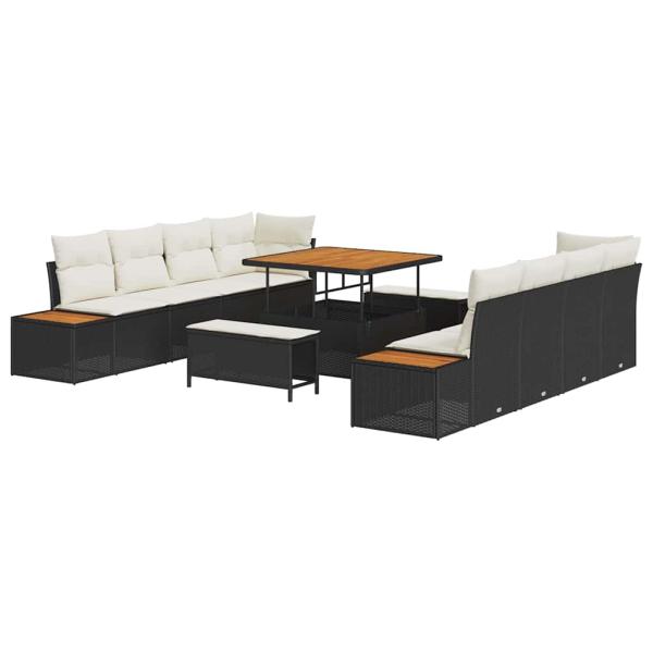 Gartensofa-set 11 stk. 10-Sitzanzahl Schwarz Poly Rattan