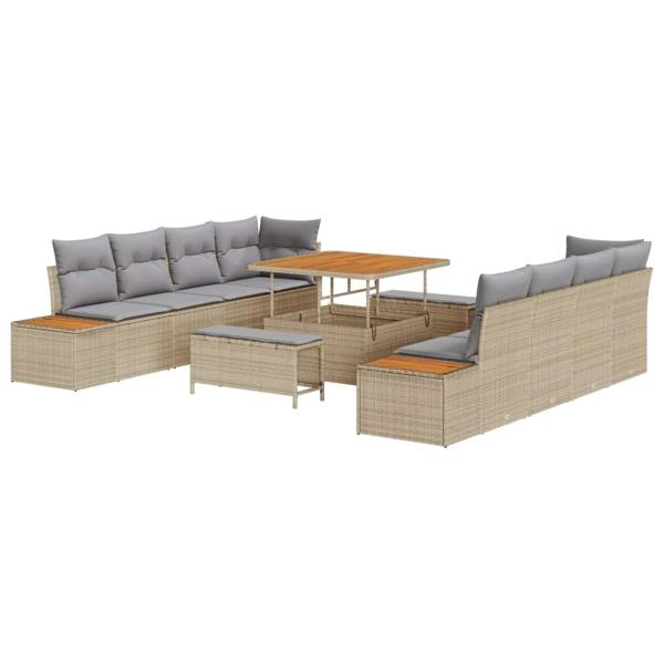 Gartensofa-set 11 stk. 10-Sitzanzahl Beige Poly Rattan