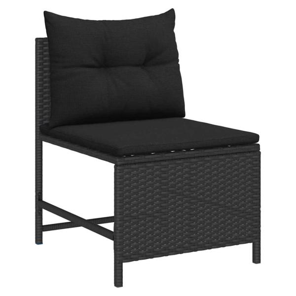 Outdoor-Sofa-Set - Schwarz Rattan, Holz Mittel Langlebig