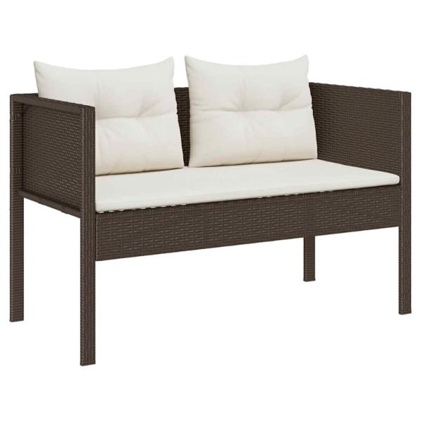 Garten-Sofa Set Braun und Creme Rattan, Holz, Stoff Mittel