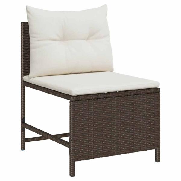 Garten-Sofa Set Braun und Creme Rattan, Holz, Stoff Mittel