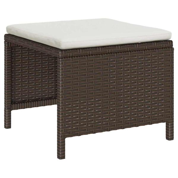 Garten-Sofa Set Braun und Creme Rattan, Holz, Stoff Mittel