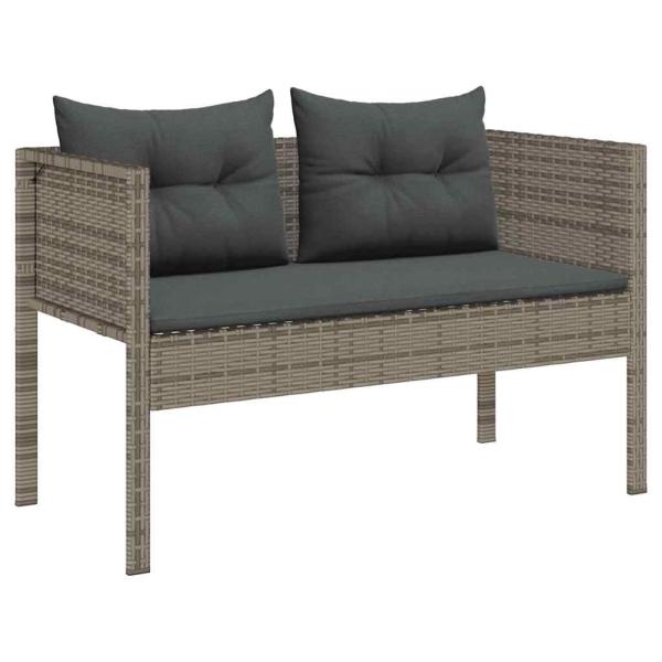 Outdoor-Sofa-Set Grau und Dunkelgrau Rattan, gehärtetes Glas Mittel