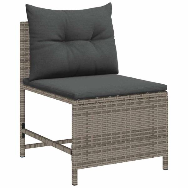 Outdoor-Sofa-Set Grau und Dunkelgrau Rattan, gehärtetes Glas Mittel