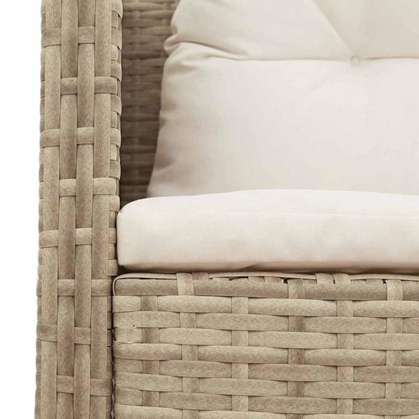 Outdoor Sofa Set Beige und Creme Rattan und Stoff Mittel
