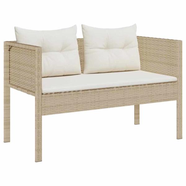 Outdoor Sofa Set Beige und Creme Rattan und Stoff Mittel