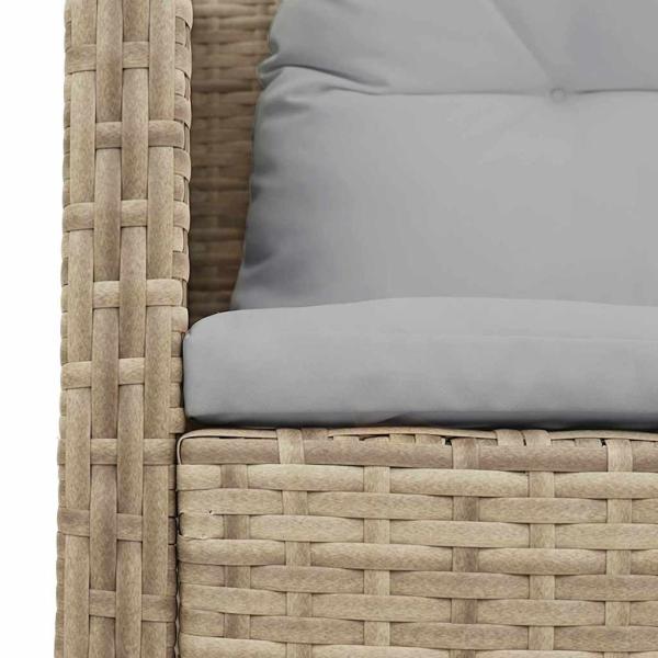Garten-Sofaset Beige und Hellgrau Rattan, Stoff Standard