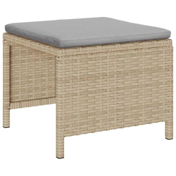 Garten-Sofaset Beige und Hellgrau Rattan, Stoff Standard