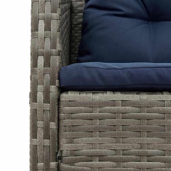 Outdoor-Sofa-Set Grau und Marineblau Rattan mit Metallrahmen