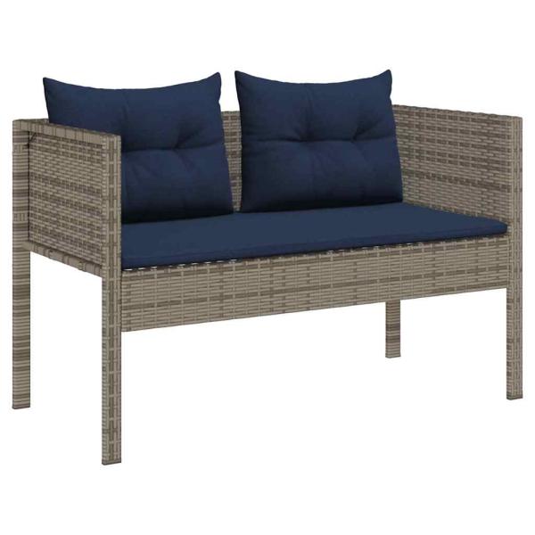 Outdoor-Sofa-Set Grau und Marineblau Rattan mit Metallrahmen