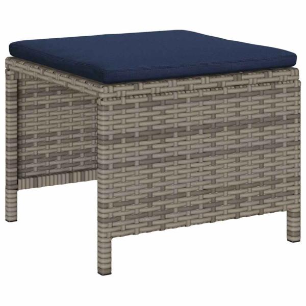 Outdoor-Sofa-Set Grau und Marineblau Rattan mit Metallrahmen