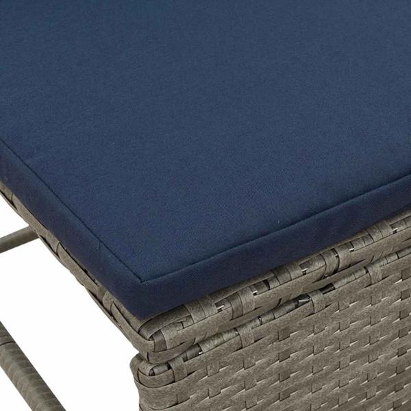 Outdoor-Sofa-Set Grau und Marineblau Rattan mit Metallrahmen
