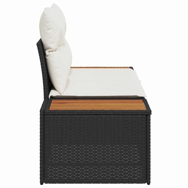 Gartensofa 2-Sitzer mit Stauraum und Kissen Schwarz Poly Rattan