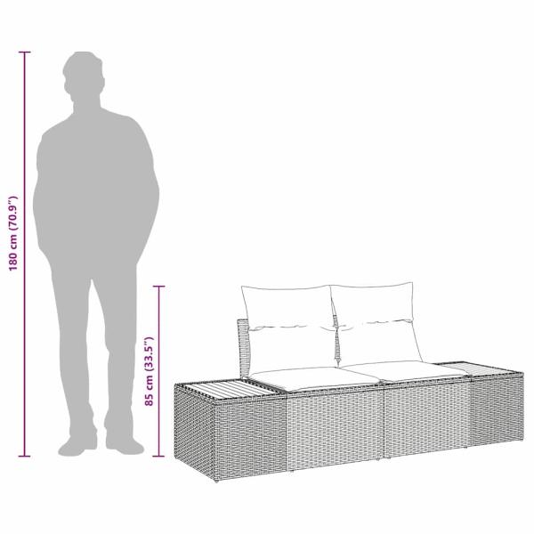 Gartensofa 2-Sitzer mit Stauraum und Kissen Schwarz Poly Rattan