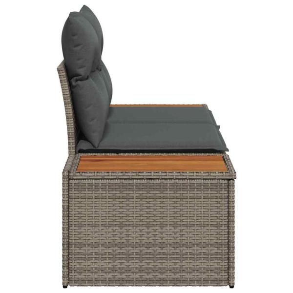 Gartensofa 2-Sitzer mit Stauraum und Kissen Grau Poly Rattan