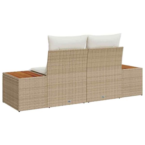 Gartensofa 2-Sitzer mit Stauraum und Kissen Beige Poly Rattan