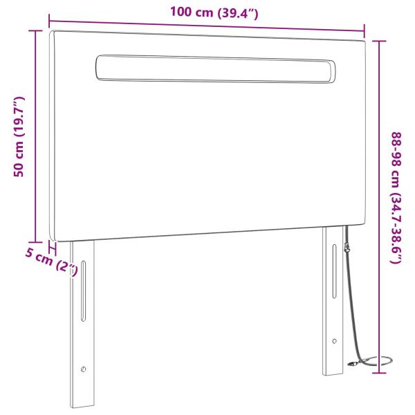 LED Kopfteil Cappuccino 100 cm Kunstleder