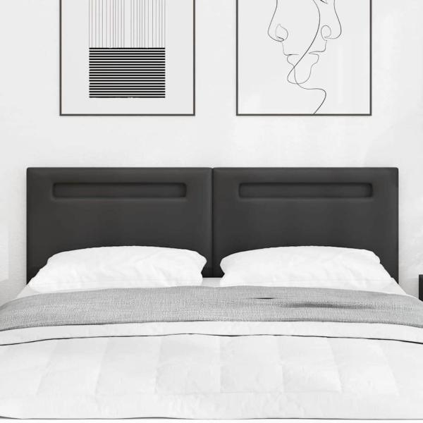 Kopfteil Einfarbig Schwarz 140 cm Kunstleder