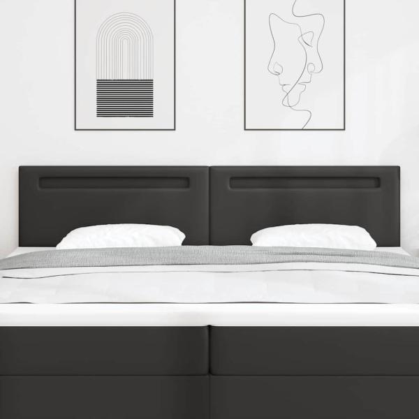 Kopfteil Einfarbig Schwarz 200 cm Kunstleder