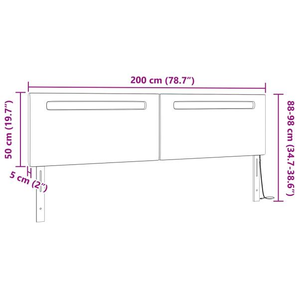 LED Kopfteil Schwarz 200 cm Kunstleder