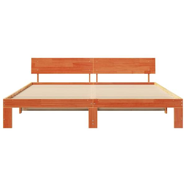 Bettgestell mit Kopfteil Gewachstes Braun 200x200 cm Massivholz Kiefer