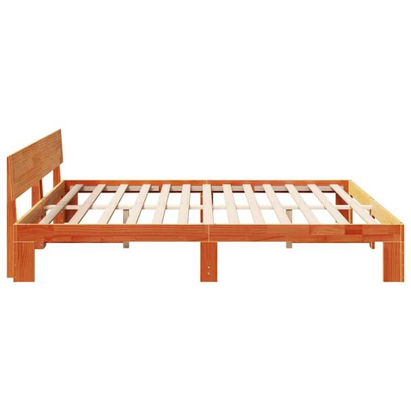 Bettgestell mit Kopfteil Gewachstes Braun 200x200 cm Massivholz Kiefer