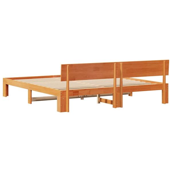 Bettgestell mit Kopfteil Gewachstes Braun 200x200 cm Massivholz Kiefer