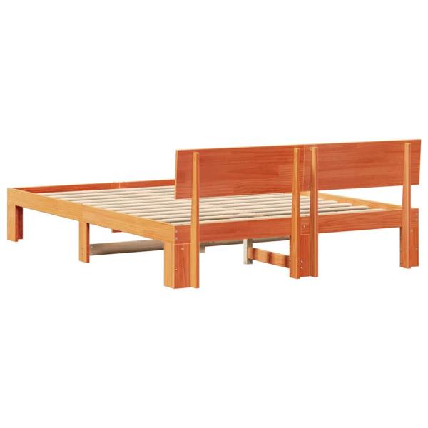 Bettgestell mit Kopfteil Wachsbrown 150x200 cm Massivholz Kiefer