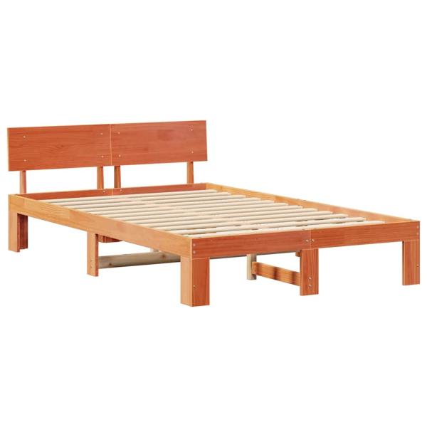 Bettgestell mit Kopfteil Wachsbraun 135x190 cm Massivholz Kiefer