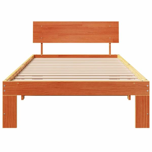 Bettgestell mit Kopfteil Wachsbraun 75x190 cm Massivholz Kiefer