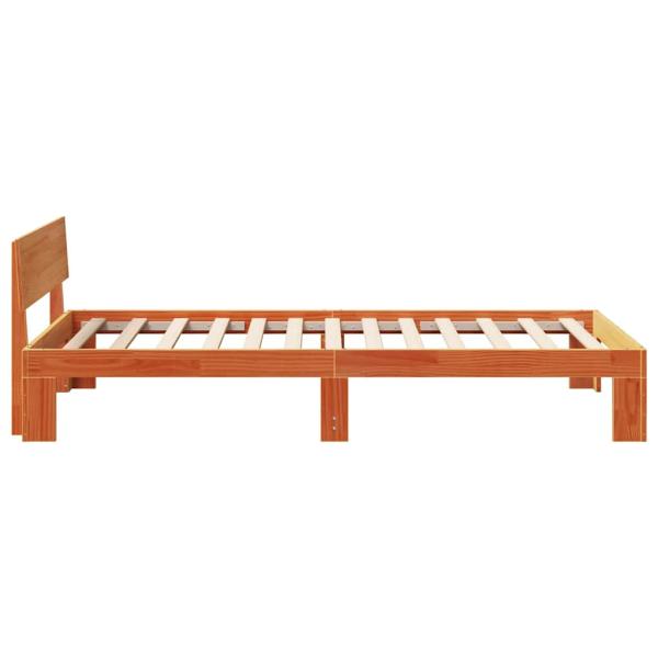Bettgestell mit Kopfteil Wachsbraun 75x190 cm Massivholz Kiefer