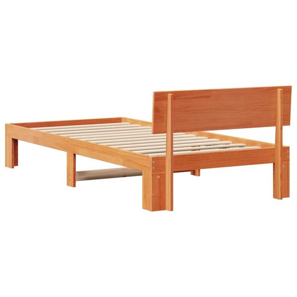 Bettgestell mit Kopfteil Wachsbraun 75x190 cm Massivholz Kiefer