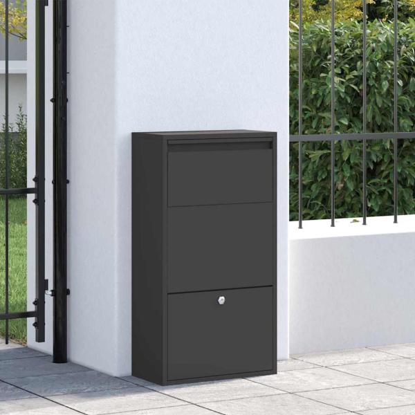 Paketdrop-Box mit Speicher Schwarz 44 x 22 x 82 cm Stahl