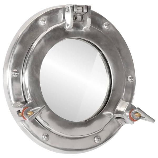 ARDEBO.de - Bullaugen-Spiegel Wandmontage Ø23 cm Aluminium und Glas