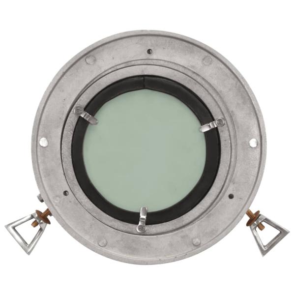Bullaugen-Spiegel Wandmontage Ø23 cm Aluminium und Glas